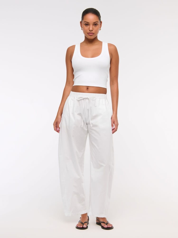 Abercrombie & Fitch Poplin Pull On Barrel Leg 100% Cotton Trousers - Image 1 of 6