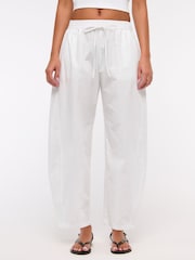 Abercrombie & Fitch Poplin Pull On Barrel Leg 100% Cotton Trousers - Image 2 of 6