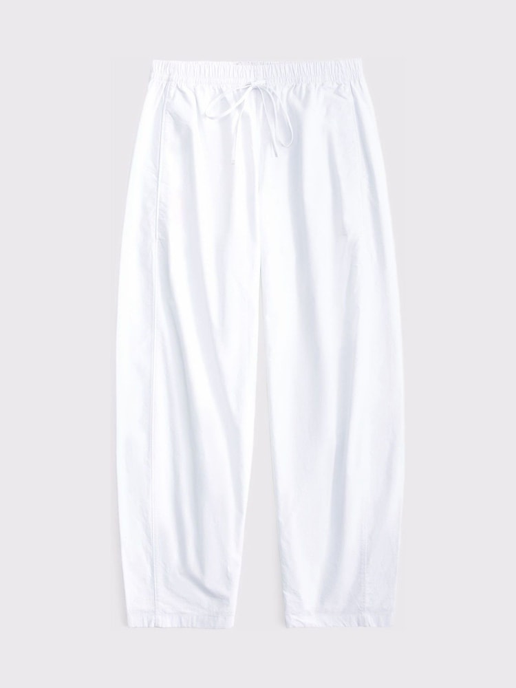 Abercrombie & Fitch Poplin Pull On Barrel Leg 100% Cotton Trousers - Image 6 of 6