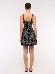 Abercrombie & Fitch Stretch Polka Dot Mini Black Dress - Image 5 of 8