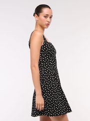 Abercrombie & Fitch Stretch Polka Dot Mini Black Dress - Image 6 of 8