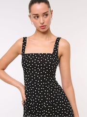 Abercrombie & Fitch Stretch Polka Dot Mini Black Dress - Image 7 of 8