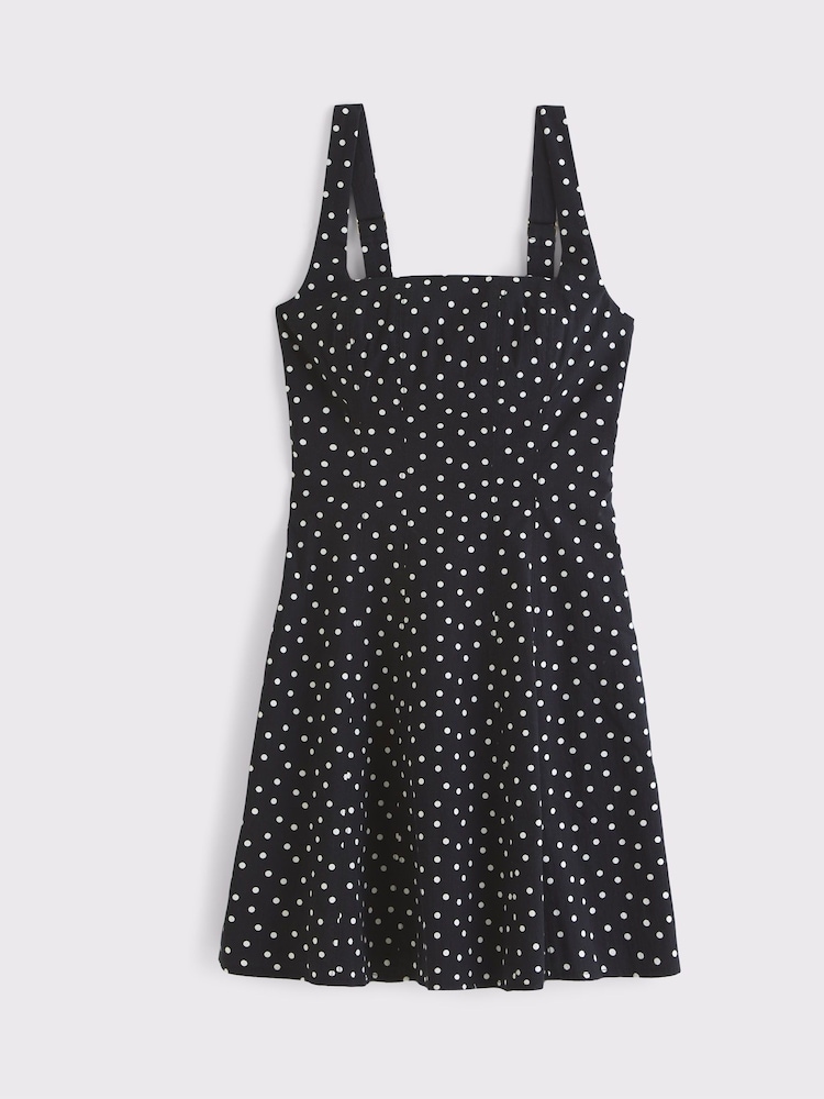 Abercrombie & Fitch Stretch Polka Dot Mini Black Dress - Image 8 of 8