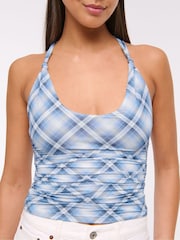 Abercrombie & Fitch Blue Knotted Strap Halter Neck Top - Imagem 1 de 6