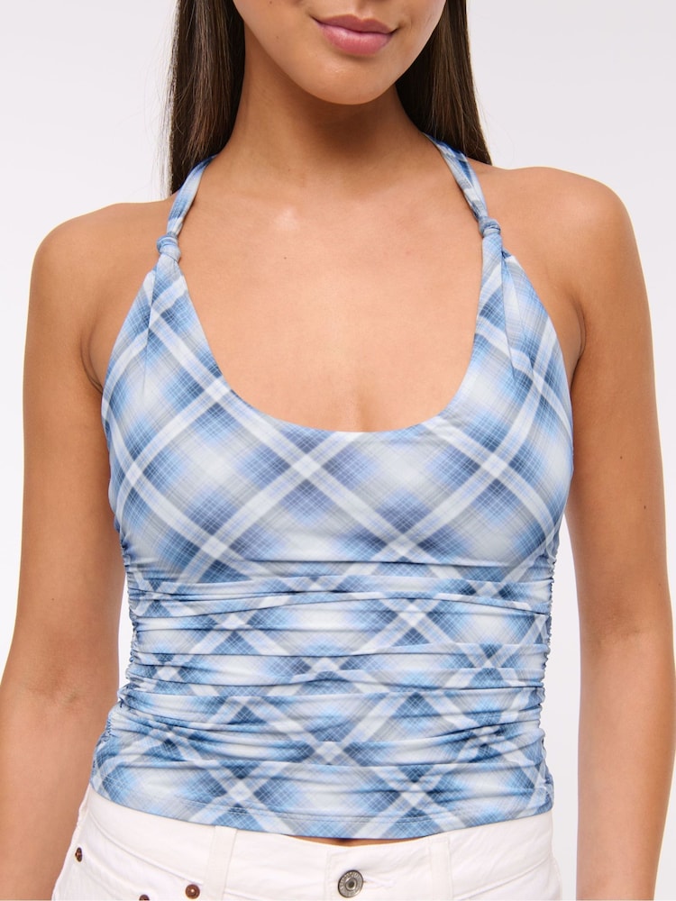 Abercrombie & Fitch Blue Knotted Strap Halter Neck Top - Imagem 1 de 6