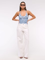 Abercrombie & Fitch Blue Knotted Strap Halter Neck Top - Imagem 4 de 6