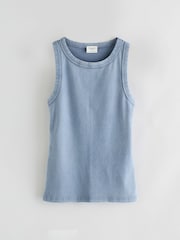 Abercrombie & Fitch Blue Ribbed 100% Cotton Tank Top - Image 1 of 1