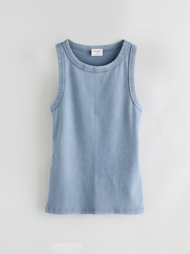 Abercrombie & Fitch Blue Ribbed 100% Cotton Tank Top - Image 1 of 1
