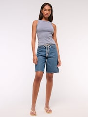 Abercrombie & Fitch Blue Ribbed 100% Cotton Tank Top - Imagen 2 de 6