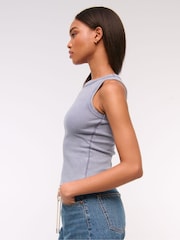 Abercrombie & Fitch Blue Ribbed 100% Cotton Tank Top - Imagen 4 de 6