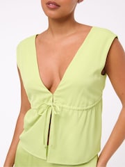 Verde - Abercrombie & Fitch Plunge Tie Front Sleeveless Top - Imagen 5 de 6