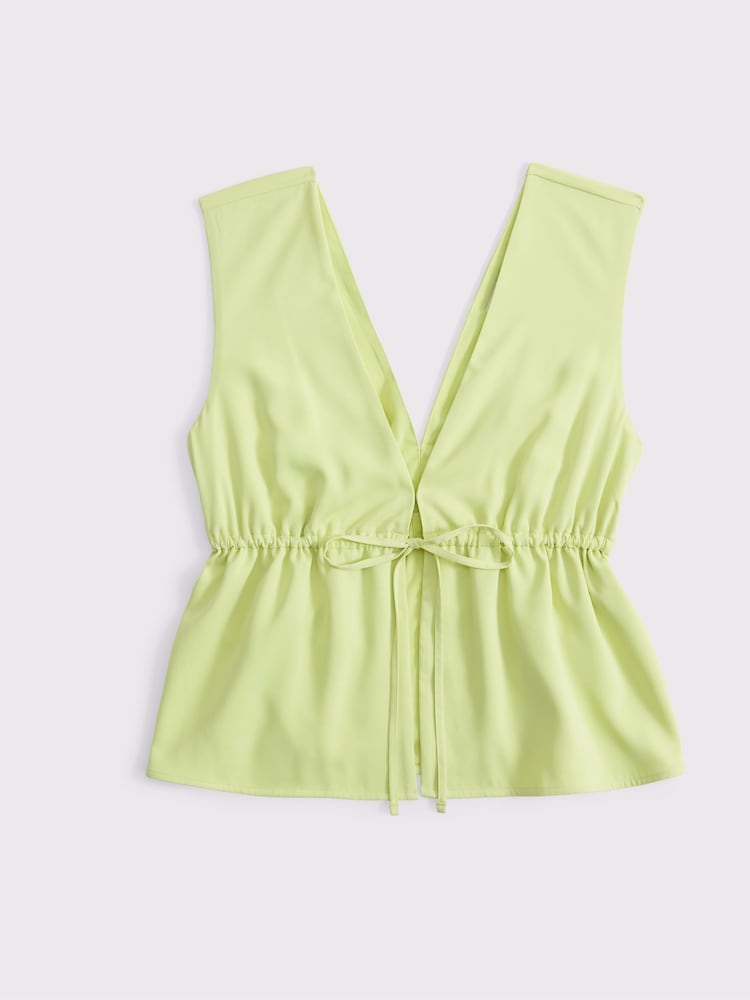 Verde - Abercrombie & Fitch Plunge Tie Front Sleeveless Top - Imagen 6 de 6