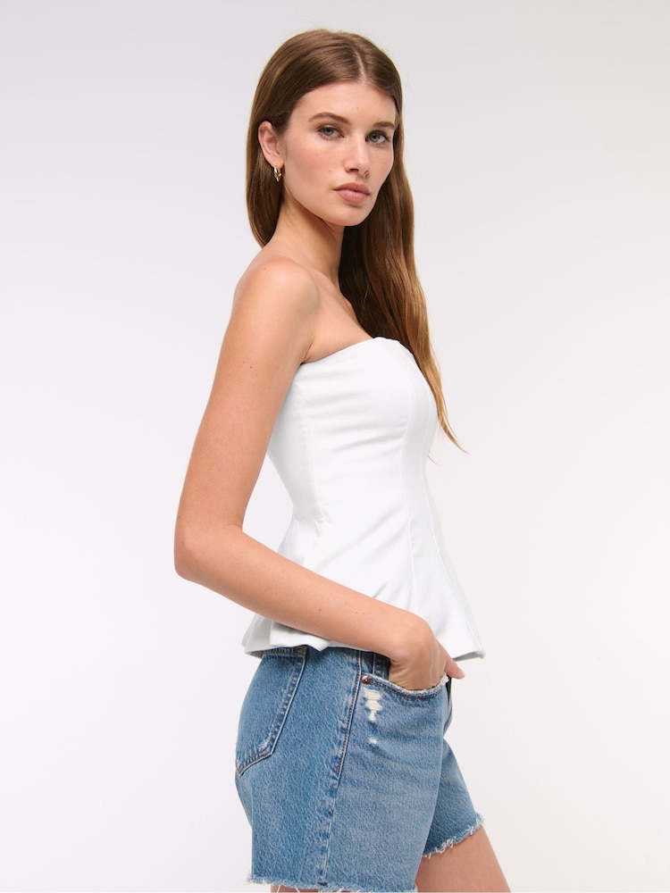 Abercrombie & Fitch Strapless Peplum Tailored Tube Top - Image 2 of 6 Abercrombie & Fitch Strapless Peplum Tailored Tube Top - Image 2 of 6