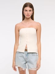 Abercrombie & Fitch Strapless Button Through Knitted Tube Top - Image 1 of 6