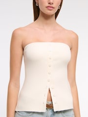 Abercrombie & Fitch Strapless Button Through Knitted Tube Top - Image 4 of 6