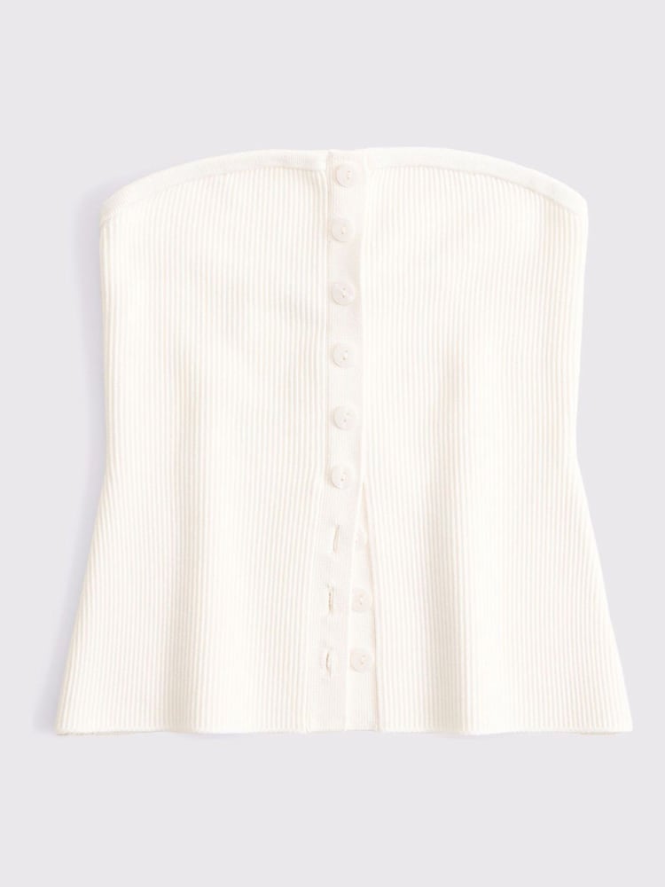 Abercrombie & Fitch Strapless Button Through Knitted Tube Top - Image 6 of 6