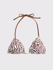 Abercrombie & Fitch Zebra Print Halter String Triangle Brown/White Bikini Top - Image 1 of 7
