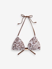 Abercrombie & Fitch Zebra Print Halter String Triangle Brown/White Bikini Top - Image 5 of 7