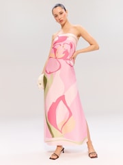 Abercrombie & Fitch Pink Strapless Slip Floral Maxi Dress - Image 1 of 7