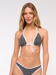 Abercrombie & Fitch Polka Dot Halter String Triangle Black Bikini Top - Image 3 of 6