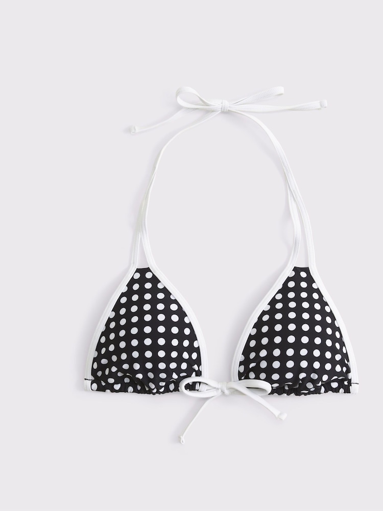 Abercrombie & Fitch Polka Dot Halter String Triangle Black Bikini Top - Image 6 of 6