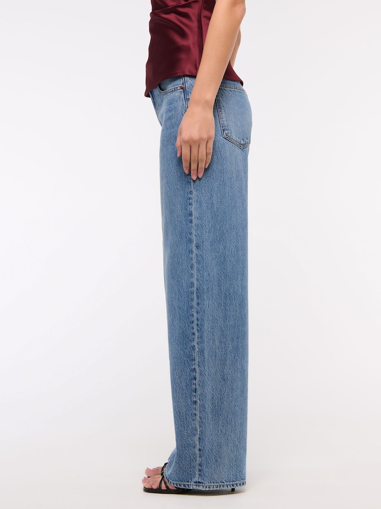Abercrombie & Fitch Blue Medium Low Rise Ultra Loose Jeans - Image 6 of 9
