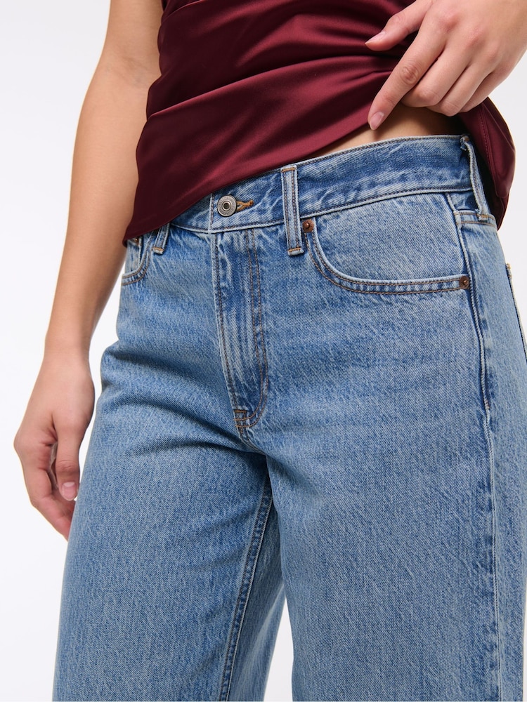 Abercrombie & Fitch Blue Medium Low Rise Ultra Loose Jeans - Image 7 of 9