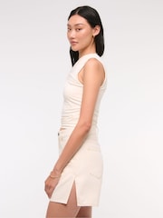 Abercrombie & Fitch Cream High Rise Loose Denim Shorts With Vent Hem - Image 3 of 7