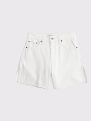 Abercrombie & Fitch Cream High Rise Loose Denim Shorts With Vent Hem - Image 7 of 7
