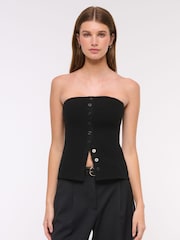 Abercrombie & Fitch Strapless Button Through Knitted Tube Top - Image 1 of 6