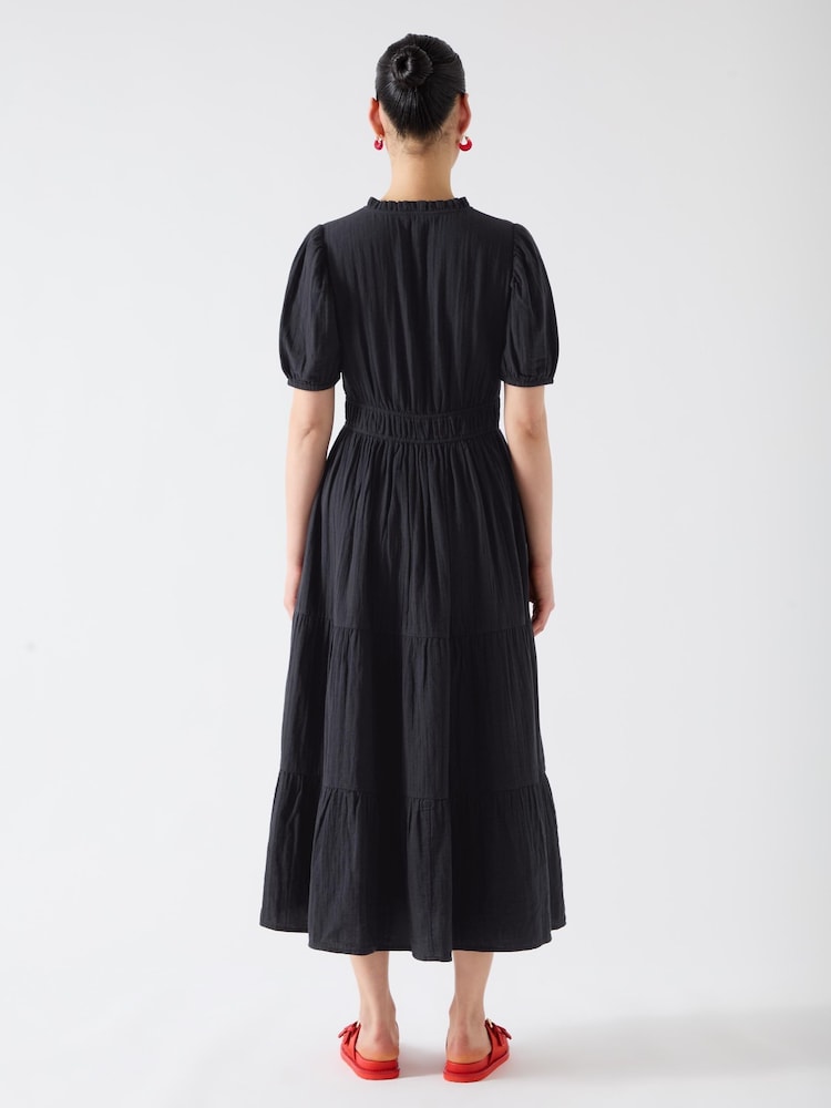 LK Bennett Felicity Spring Gather Detail 100% Cotton Dress - Image 2 of 3