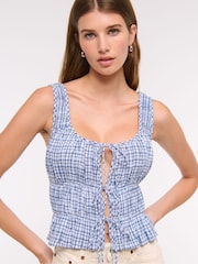 Abercrombie & Fitch Ruched Tie Front Top - Image 1 of 7