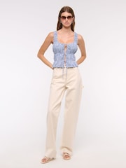 Abercrombie & Fitch Ruched Tie Front Top - Image 5 of 7