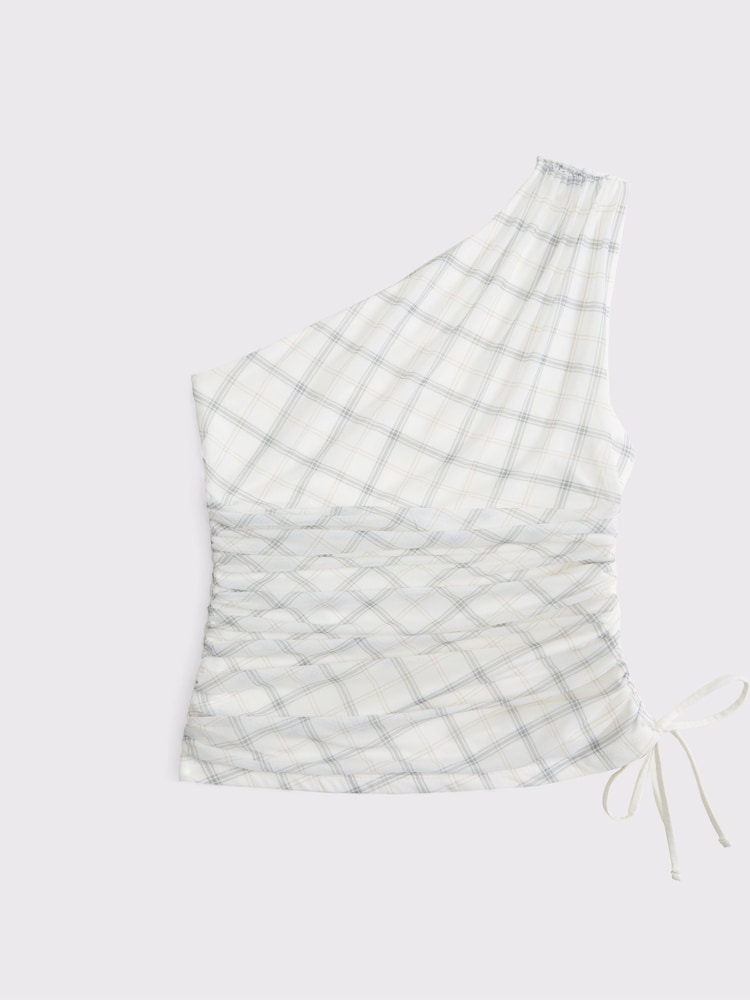 Abercrombie & Fitch Mesh One Shoulder Cinched Waist Top - Image 6 of 6 Abercrombie & Fitch Mesh One Shoulder Cinched Waist Top - Image 6 of 6