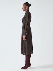 LK Bennett Brown Cody Polka Dot Print Pocket Shirt Dress - Image 2 of 4