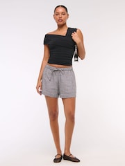 Abercrombie & Fitch Slinky Jersey Black Wrap Top - Imagen 3 de 6