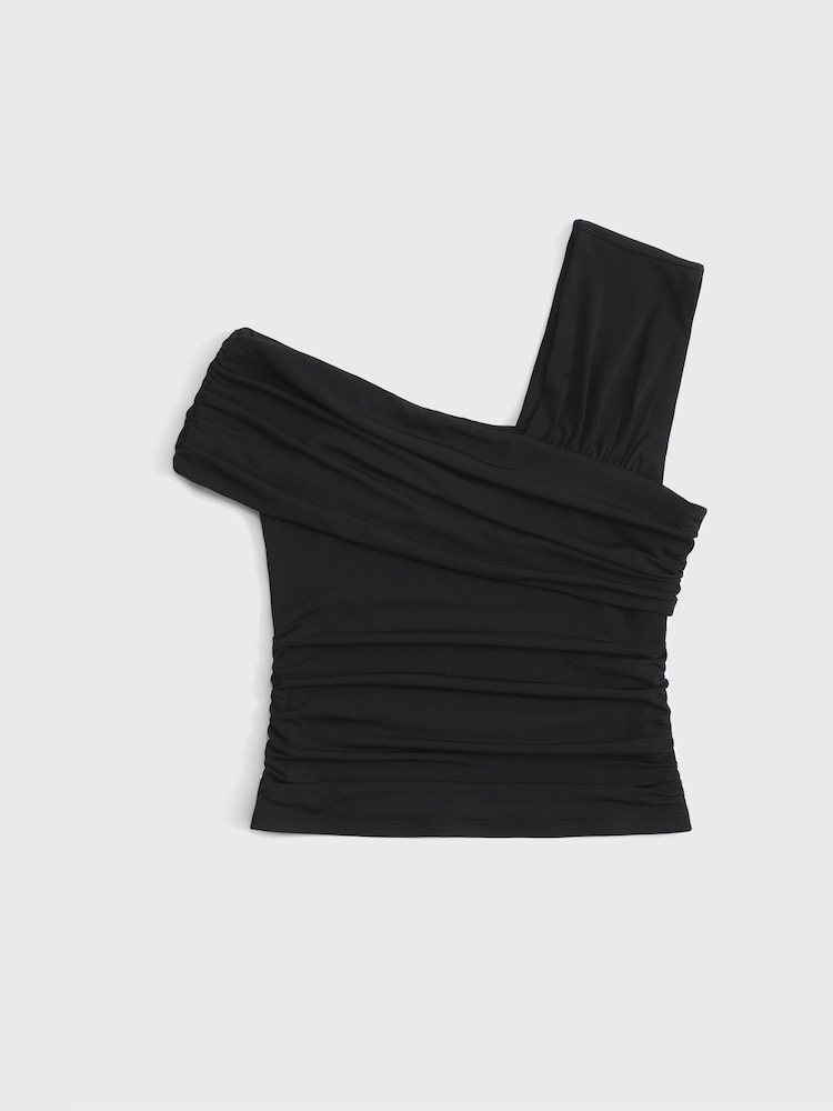Abercrombie & Fitch Slinky Jersey Black Wrap Top - Imagen 6 de 6