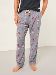 FatFace Blue Shelter Moose Print Pyjama Bottoms - Image 1 of 6