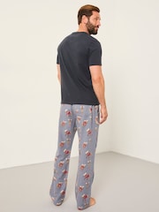 FatFace Blue Shelter Moose Print Pyjama Bottoms - Image 2 of 6