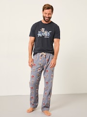 FatFace Blue Shelter Moose Print Pyjama Bottoms - Image 4 of 6