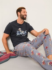 FatFace Blue Shelter Moose Print Pyjama Bottoms - Image 5 of 6