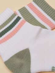 Joules Women's Volley Green Pink Tennis Sock 2 Pack (size 4-8) - Image 2 of 3