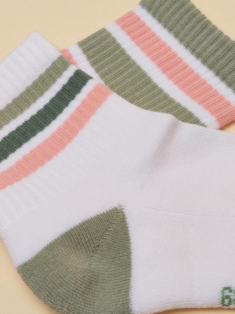 Joules Women's Volley Green Pink Tennis Sock 2 Pack (size 4-8) - Image 2 of 3