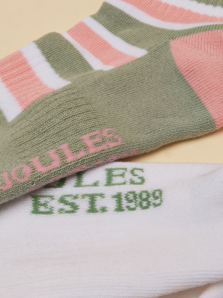 Joules Women's Volley Green Pink Tennis Sock 2 Pack (size 4-8) - Image 3 of 3