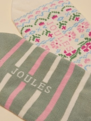 Cream Pink Green - Joules Bessie Invisible Socks - Bild 2 von 3