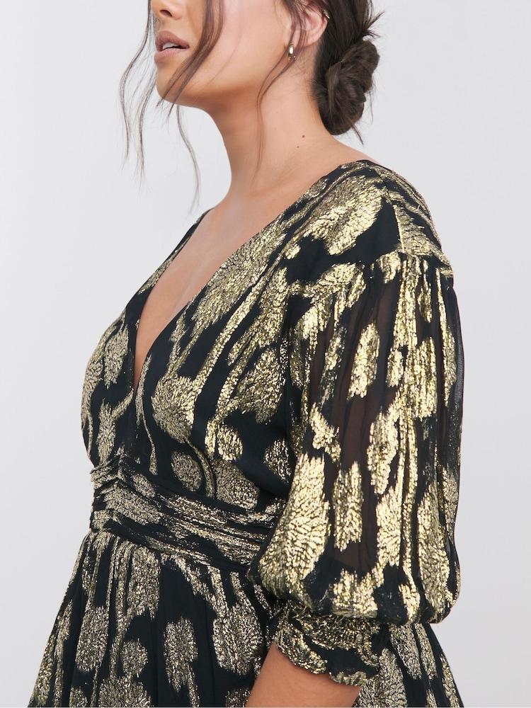 Simply Be Black Jacquard Maxi Dress - Image 4 of 4 Simply Be Black Jacquard Maxi Dress - Image 4 of 4