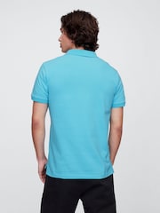 Gap Blue Pique Logo 100% Cotton Short Sleeve Polo Shirt - Image 1 of 5