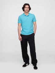 Gap Blue Pique Logo 100% Cotton Short Sleeve Polo Shirt - Image 3 of 5