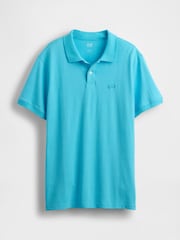 Gap Blue Pique Logo 100% Cotton Short Sleeve Polo Shirt - Image 4 of 5