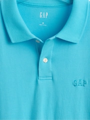 Gap Blue Pique Logo 100% Cotton Short Sleeve Polo Shirt - Image 5 of 5
